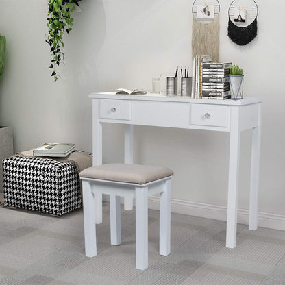 Dressing Table: White Vanity Desk with Flip Top Mirror