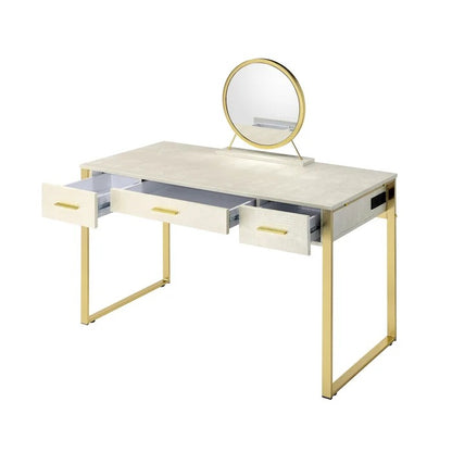 Dressing Table: White Vanity with Mirror