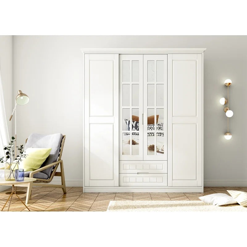 4 Door Wardrobe: Elegant Wardrobe 4 Door Manufactured Wood Wardrobe