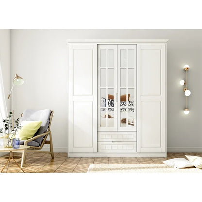 4 Door Wardrobe: Elegant Wardrobe 4 Door Manufactured Wood Wardrobe