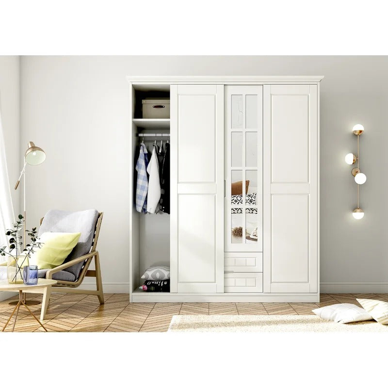 4 Door Wardrobe: Elegant Wardrobe 4 Door Manufactured Wood Wardrobe