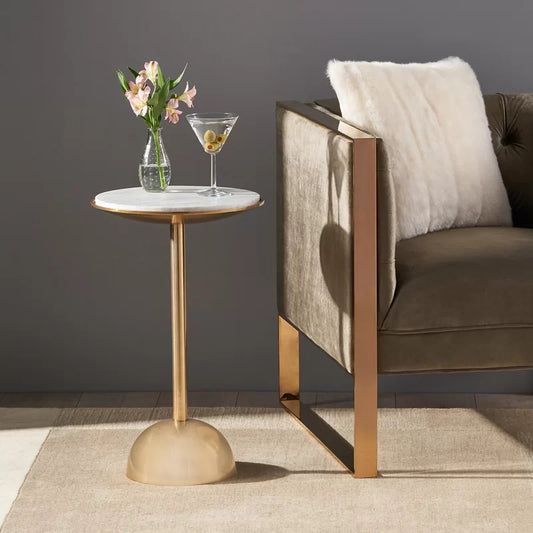 End Tables : Aluminum & Marble End Table