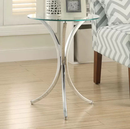 End Tables: Glass Pedestal End Table