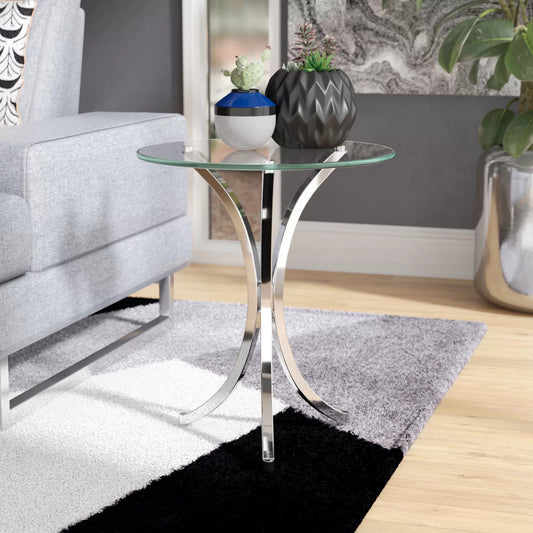 End Tables: Glass Pedestal End Table