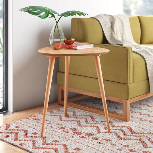 End Tables: Solid Wood 3 Legs End Table