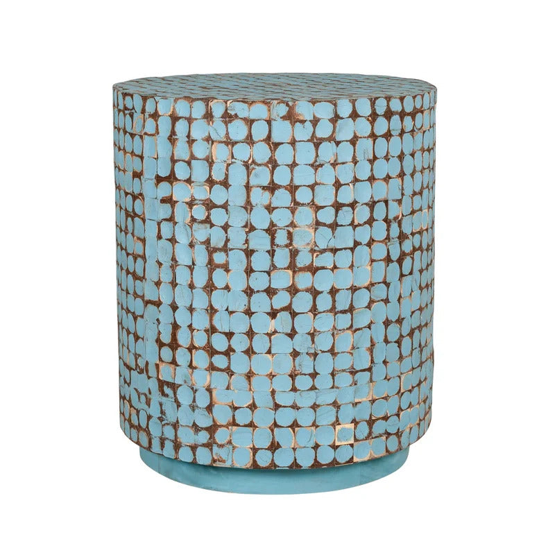 End Tables: Solid Wood Drum End Table