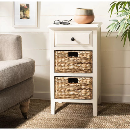 End Tables: Solid Wood End Table with Storage