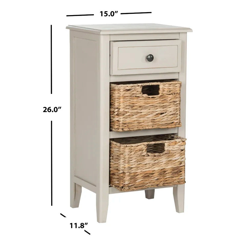 End Tables: Solid Wood End Table with Storage