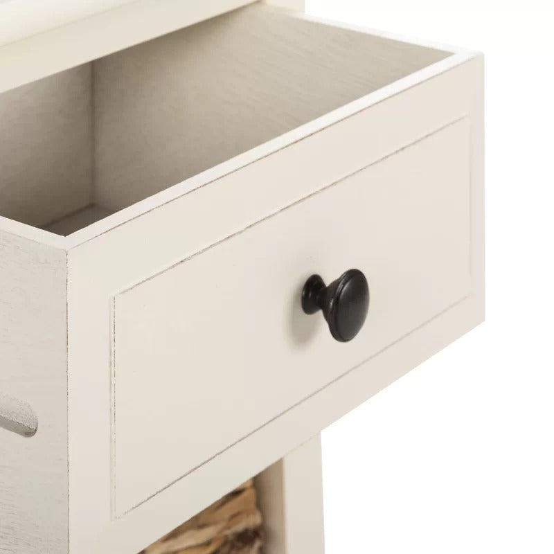 End Tables: Solid Wood End Table with Storage