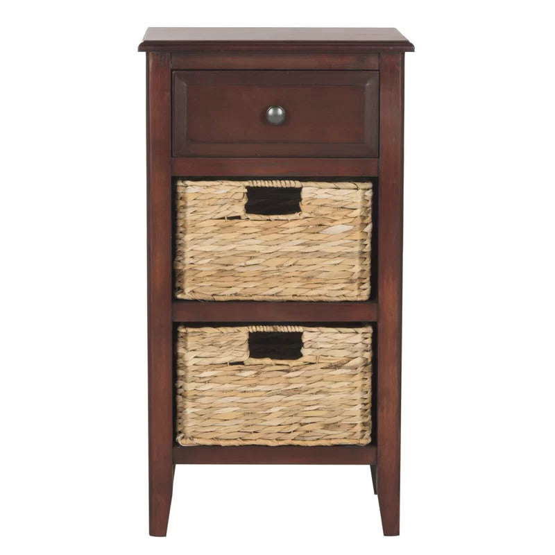 End Tables: Solid Wood End Table with Storage