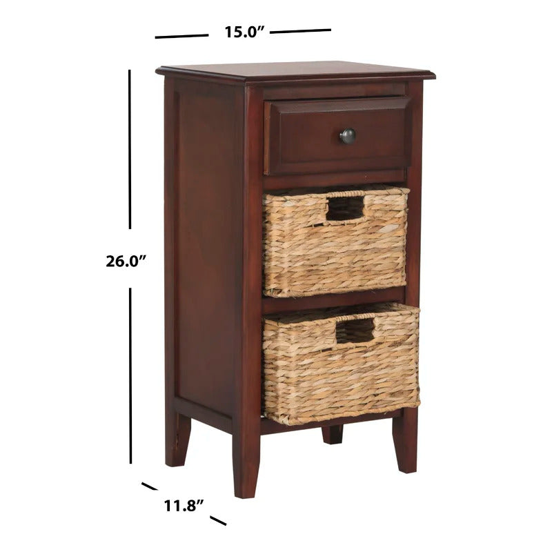 End Tables: Solid Wood End Table with Storage