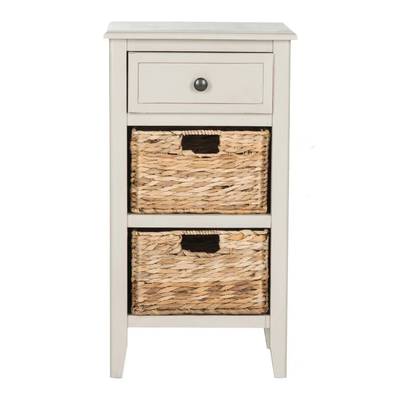 End Tables: Solid Wood End Table with Storage