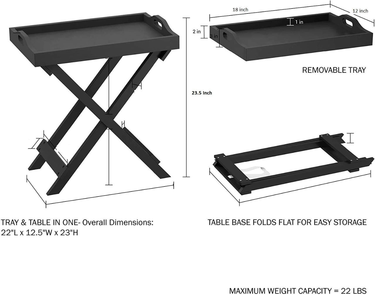 End Tables Tray Top Cross Legs End Table