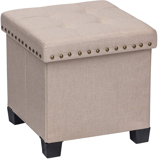 Foot Stool :  Wide Tufted Square Ottoman with Storage