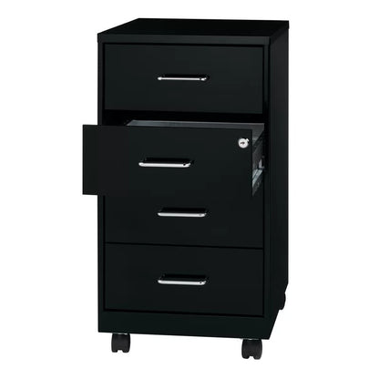 File Cabinets : 14.25'' Wide 4 -Drawer Mobile Steel Vertical Filing Cabinet