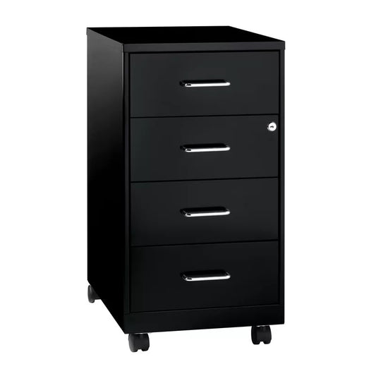 File Cabinets : 14.25'' Wide 4 -Drawer Mobile Steel Vertical Filing Cabinet