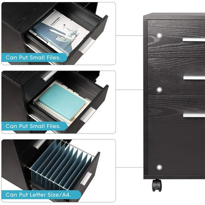 Filing Cabinet : 32'' Wide 3 -Drawer Mobile Lateral File Cabinet