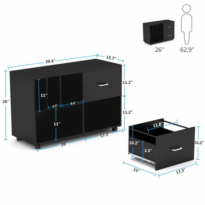 File Cabinets : 39.4'' Wide Mobile Lateral Filing Cabinet