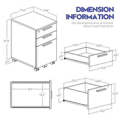 Filing Cabinet : Carry 3-Drawer Mobile Vertical File Cabinet