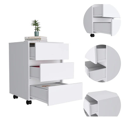 File Cabinets : Dina 3-Drawer Mobile Vertical Filling Cabinet
