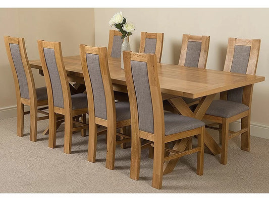8 Seater Dining Set: Finest Extendable Solid Oak Dining Set