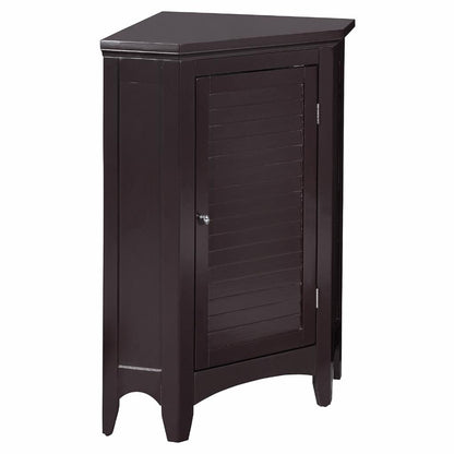 Floor Cabinets: Dark Espresso Corner Floor Cabinet with 1 Shutter Door 