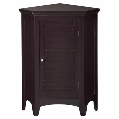 Floor Cabinets: Dark Espresso Corner Floor Cabinet with 1 Shutter Door 