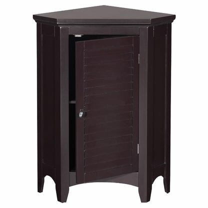 Floor Cabinets: Dark Espresso Corner Floor Cabinet with 1 Shutter Door 