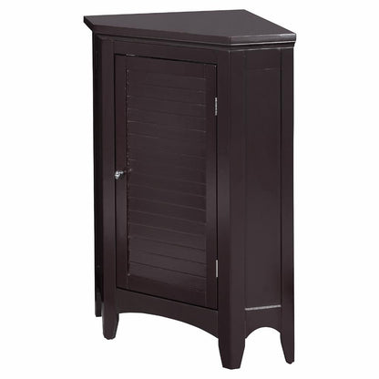 Floor Cabinets: Dark Espresso Corner Floor Cabinet with 1 Shutter Door 