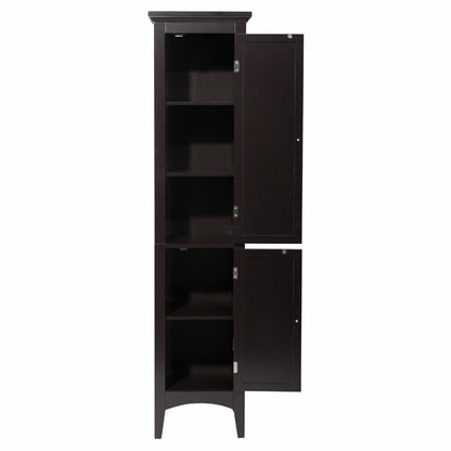 Floor Cabinets: Dark Espresso Tower with 2 Shutter Doors  