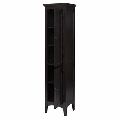 Floor Cabinets: Dark Espresso Tower with 2 Shutter Doors  