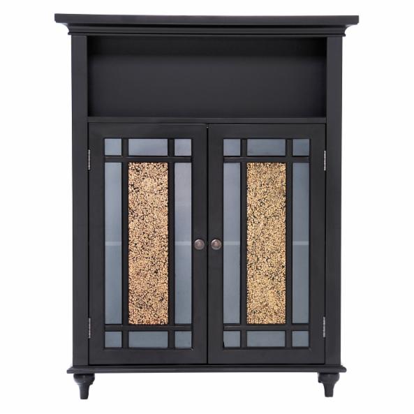 Floor Cabinets: Espresso Bathroom Double Door Floor Cabinet