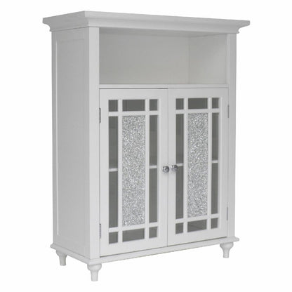 Floor Cabinets: White Bathroom Double Door Floor Cabinet