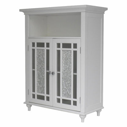 Floor Cabinets: White Bathroom Double Door Floor Cabinet