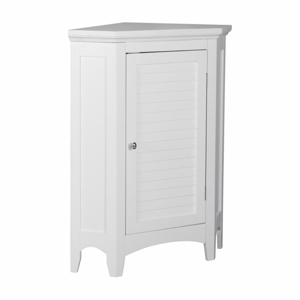 Floor Cabinets: White Corner Floor Cabinet with 1 Shutter Door 