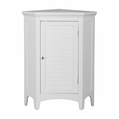 Floor Cabinets: White Corner Floor Cabinet with 1 Shutter Door 