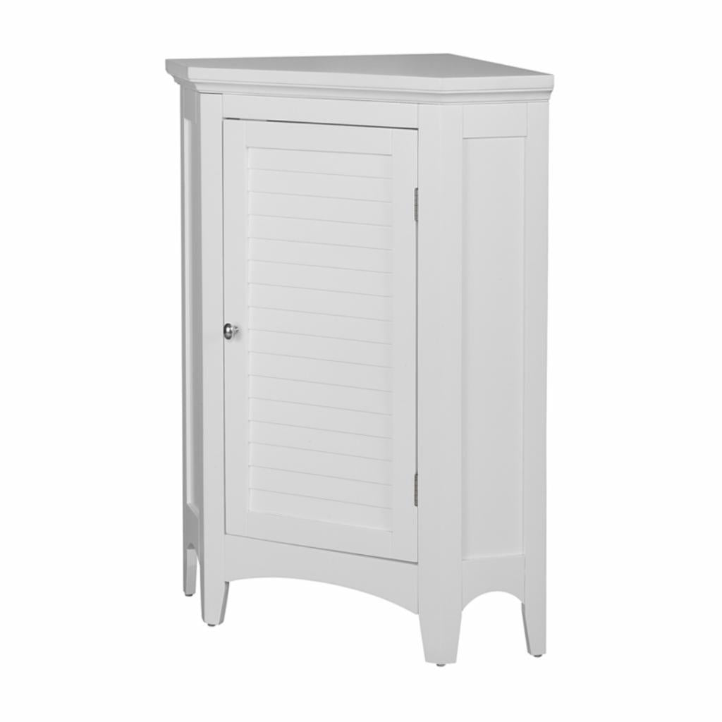 Floor Cabinets: White Corner Floor Cabinet with 1 Shutter Door 