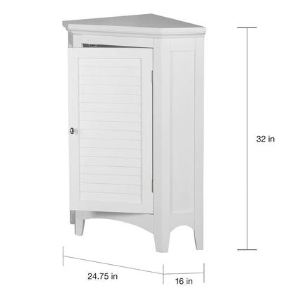Floor Cabinets White Corner Floor Cabinet with 1 Shutter Door
