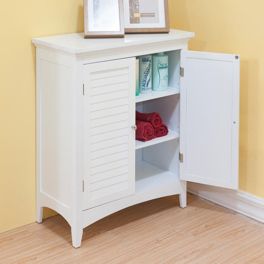 Floor Cabinets: White Floor Cabinet with 2 Shutter Doors 