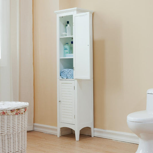 Floor Cabinets: White Tower with 2 Shutter Doors 