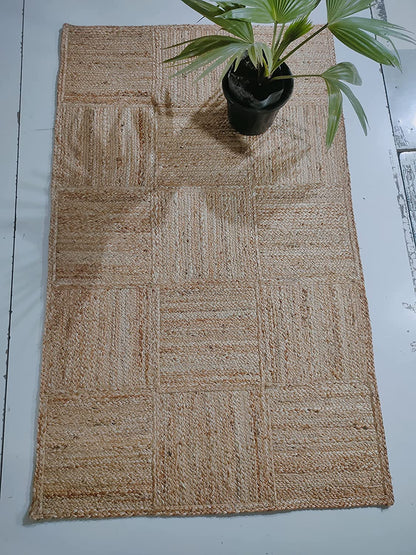 Floor Mats: Jute Braided Natural Carpets Hand Woven & Reversible for Living Room