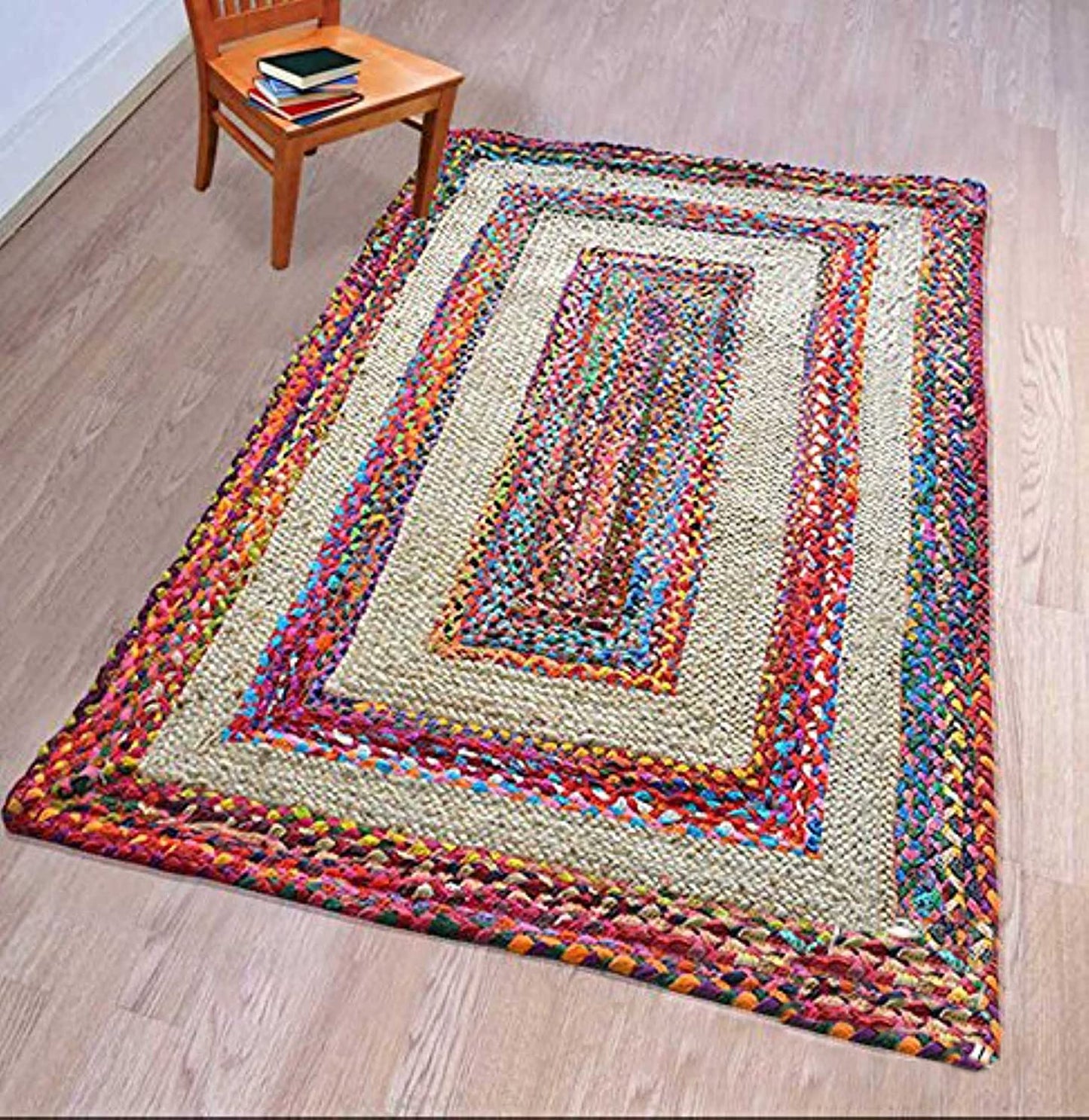 Floor Mats: Jute Braided Natural Carpets Hand Woven & Reversible for Living Room
