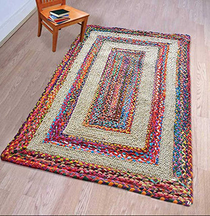 Floor Mats: Jute Braided Natural Carpets Hand Woven & Reversible for Living Room
