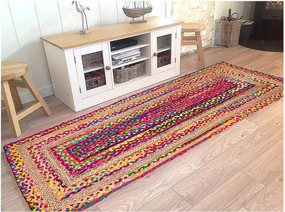 Floor Mats: Jute Braided Natural Carpets Hand Woven & Reversible for Living Room