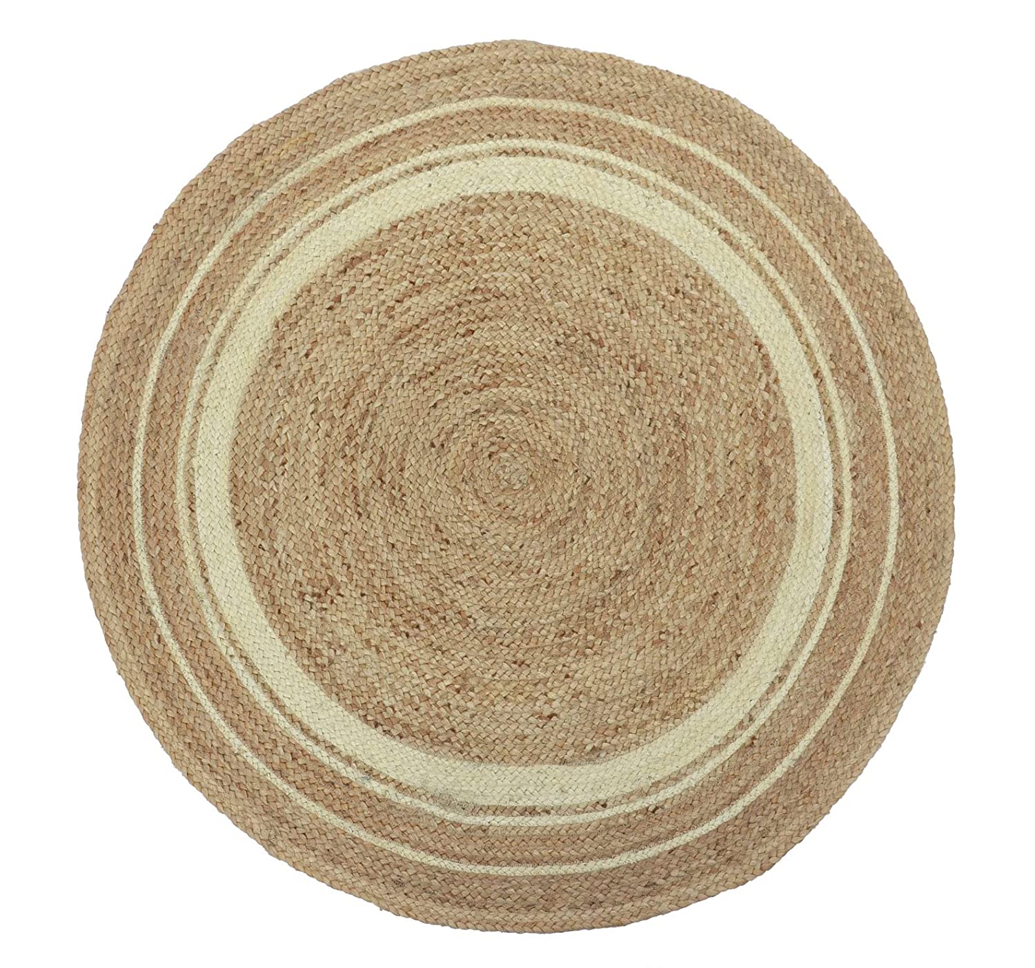 Floor Mats: Jute Round Rug (Beige, 3 Feet, 1 Piece)