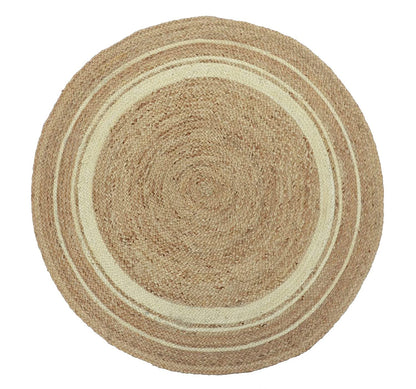 Floor Mats: Jute Round Rug (Beige, 3 Feet, 1 Piece)