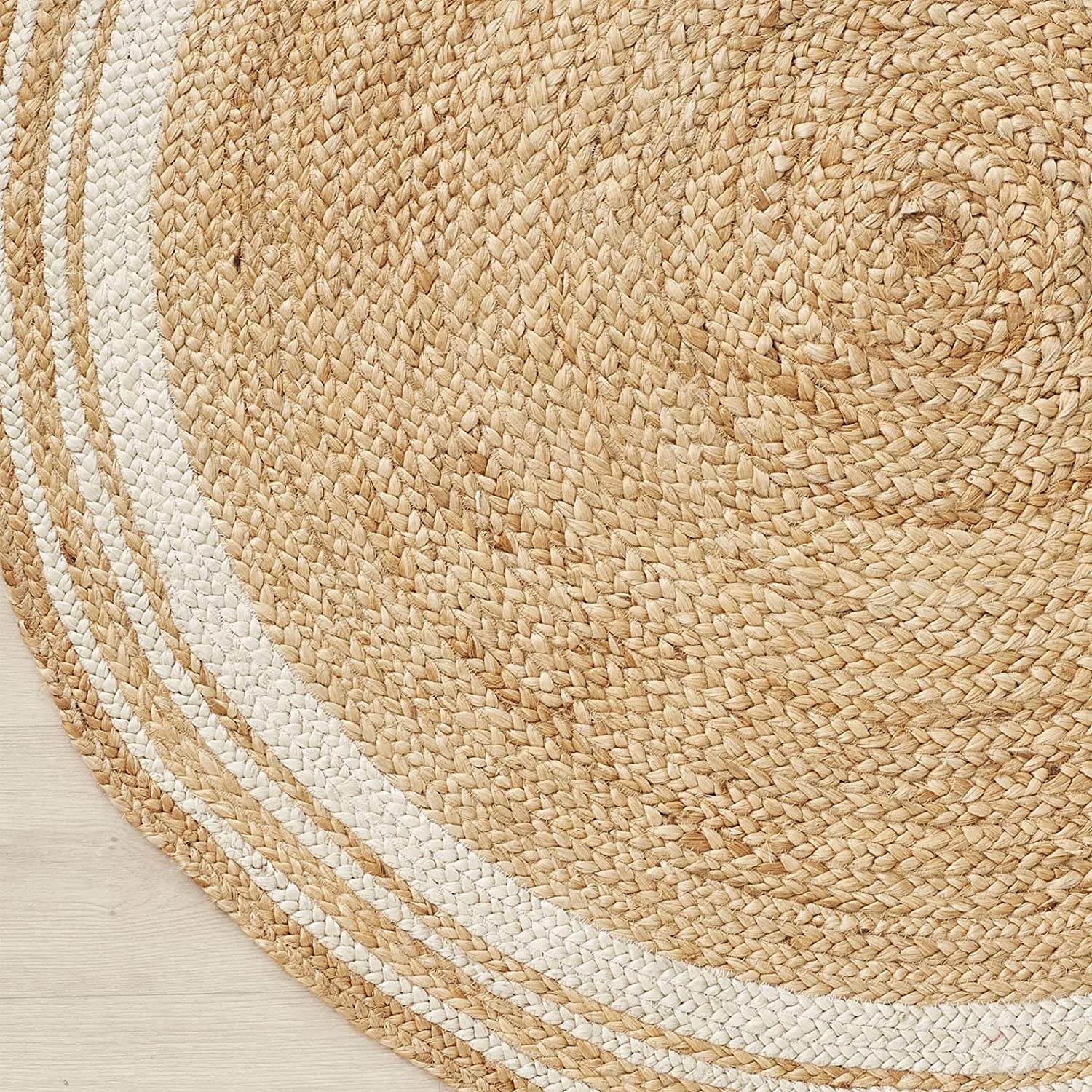 Floor Mats: Jute Round Rug (Beige, 3 Feet, 1 Piece)
