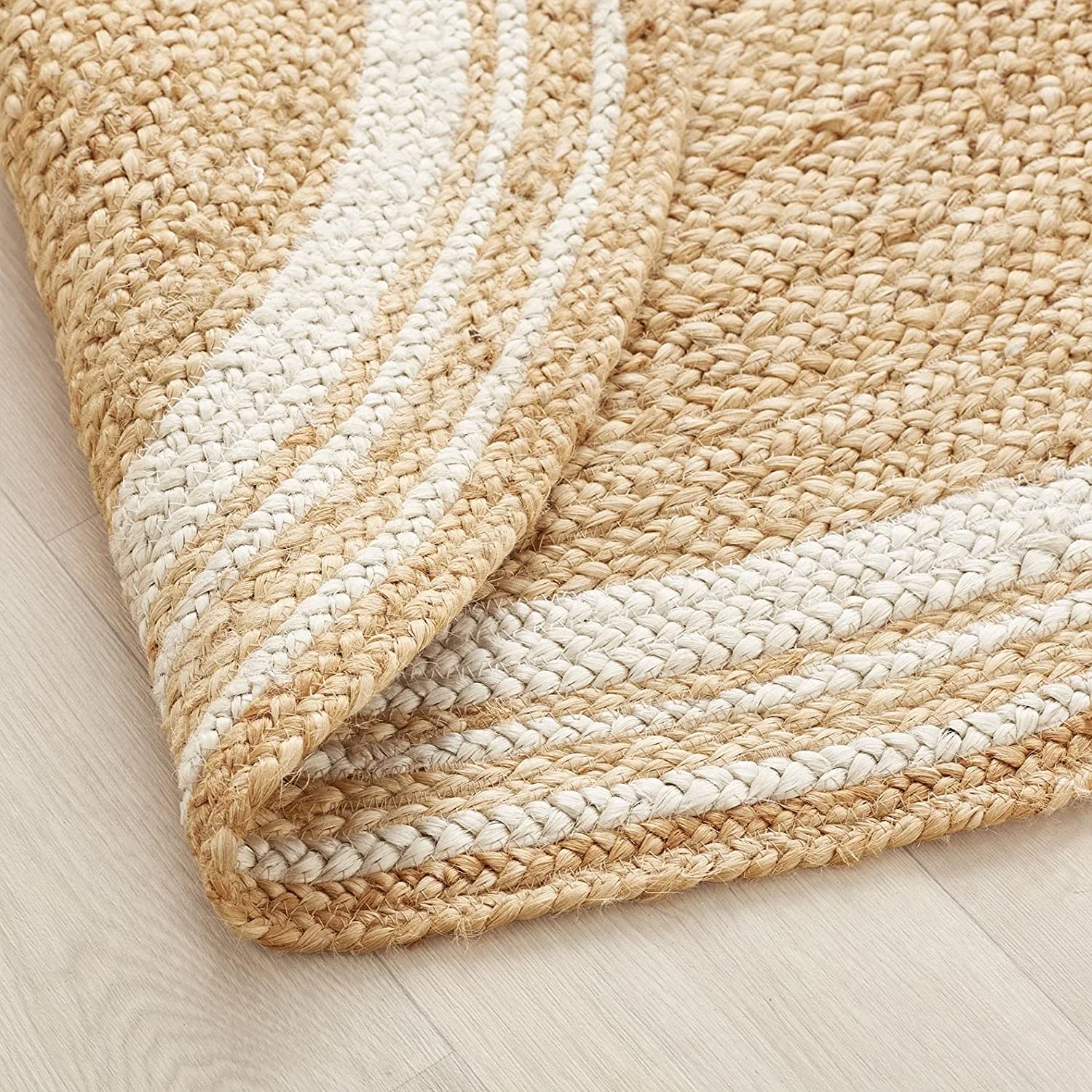 Floor Mats: Jute Round Rug (Beige, 3 Feet, 1 Piece)