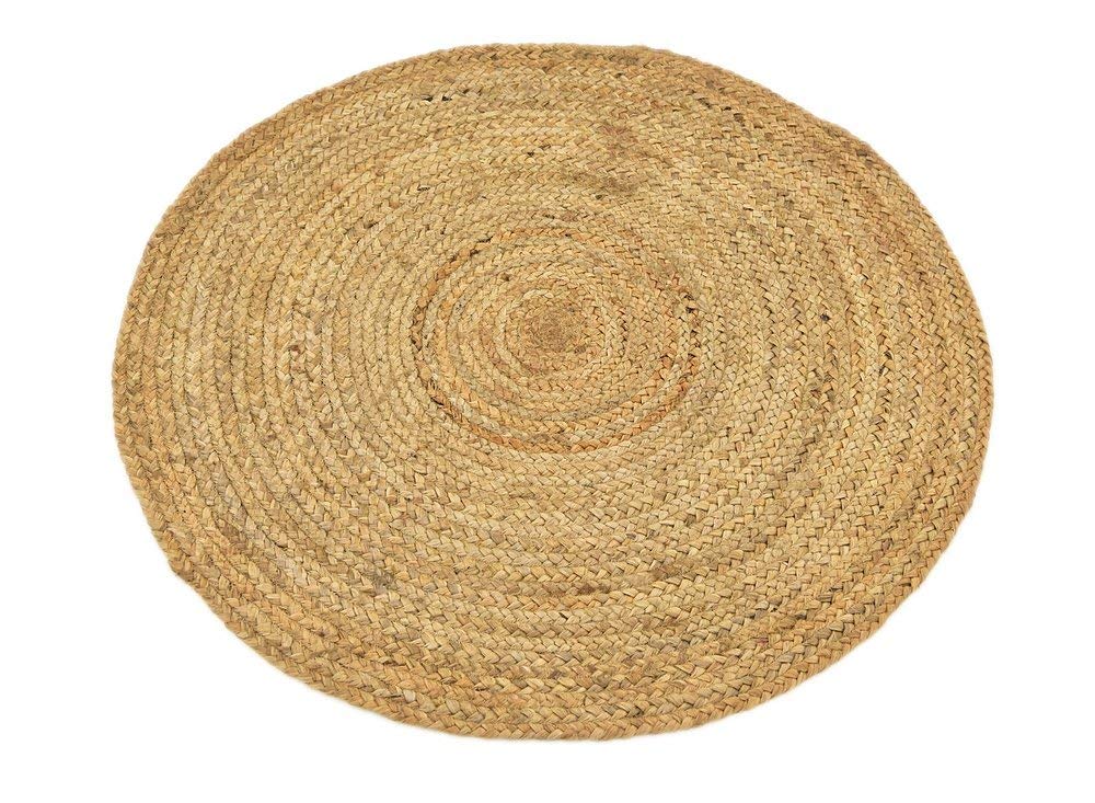 Floor Mats: Jute Round Rug (Beige, 3 Feet, 1 Piece)