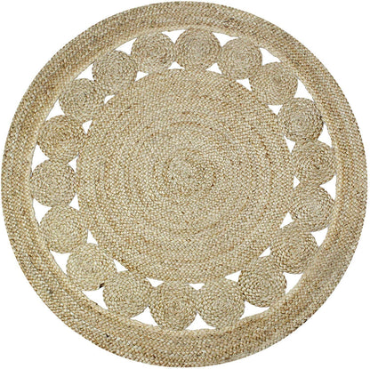 Floor Mats: Jute Round Rug (Beige, 3 Feet, 1 Piece)